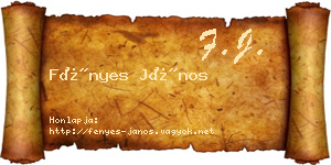Fényes János névjegykártya