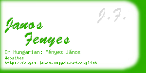 janos fenyes business card