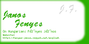 janos fenyes business card